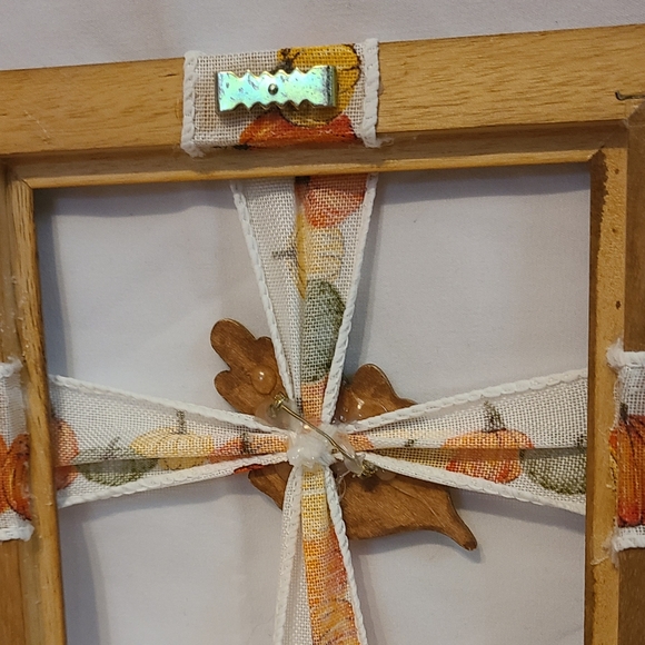 Frame Cross Art Pumpkin And Leaf Handmade - Picture 5 of 8